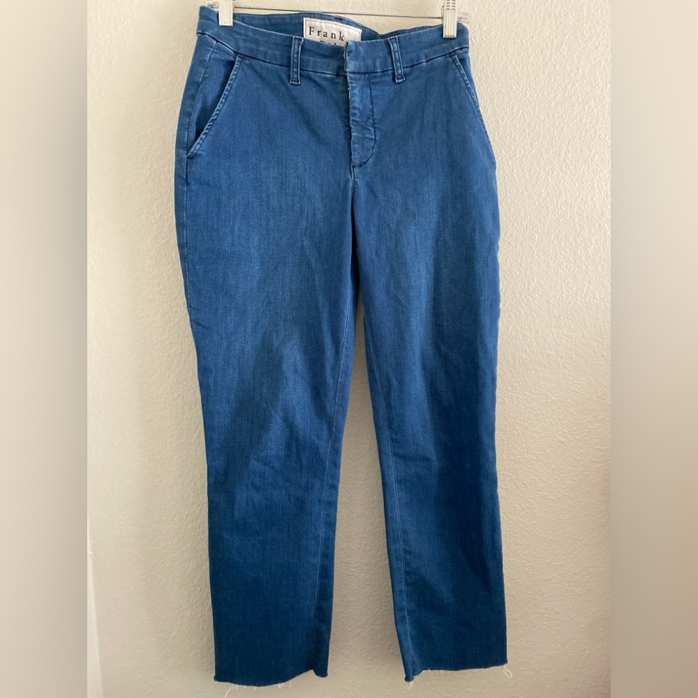 Frank And Eileen Pant Wicklow Capri Chino 4 Raw Hem blue